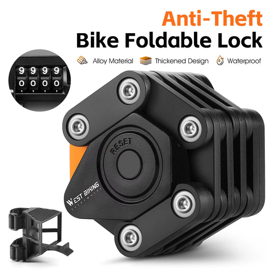 Faltbares Fahrradschloss mit Zahlencode | Kompaktes Kettenschloss für Fahrrad, E-Bike & Motorrad