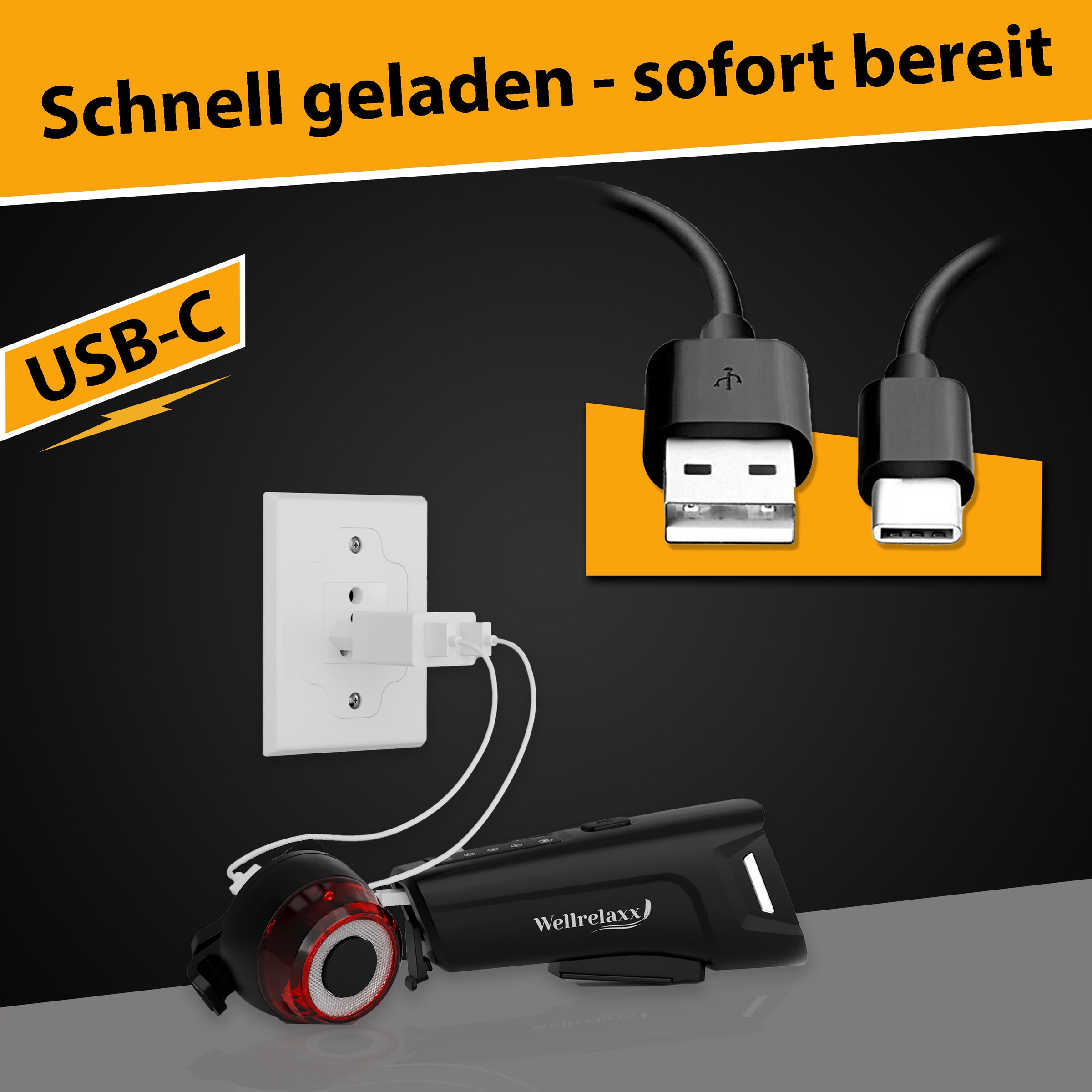 Fahrradlampen-Set mit Bremslicht & Lichtsensor – StVZO-zugelassen & wetterfest