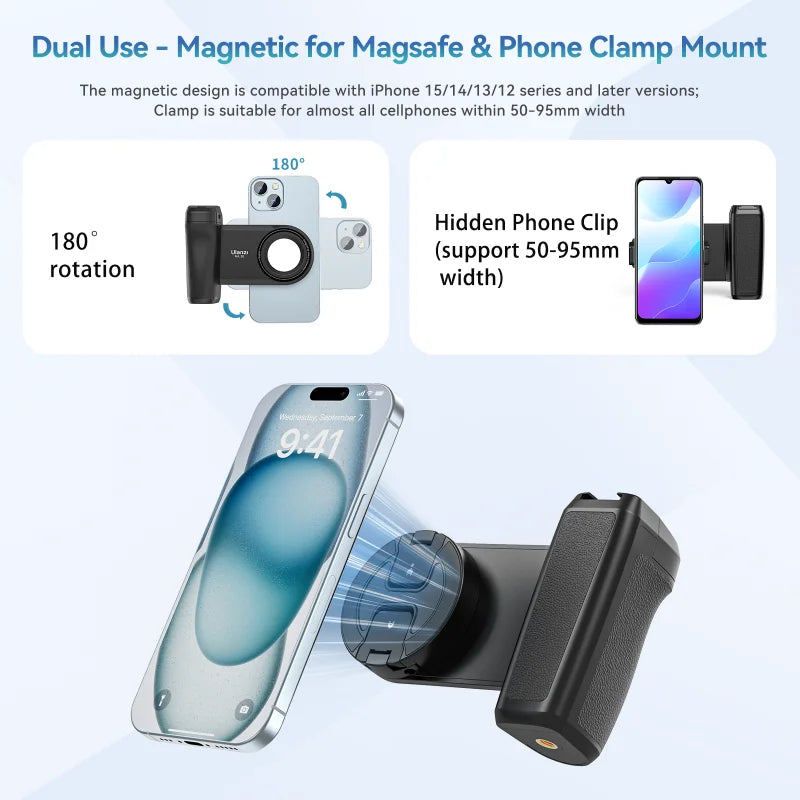 Handy Selfie-Griff mit Bluetooth & MagSafe | Foto-Stabilisator & Auslöser für iPhone & Android